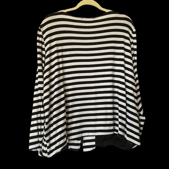 Countess Luann Woman’s Black White Striped Sweater Size 3X Zip Up Rayon Blend - Picture 2 of 9